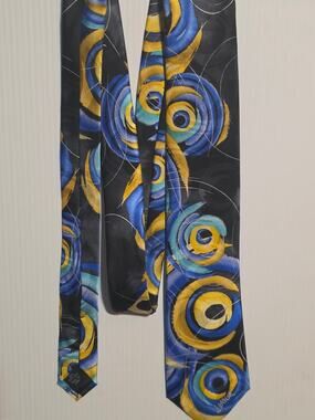 Jerry Garcia Collectors Edition Silk Tie Birdland Blue Gold Abstract Art Necktie